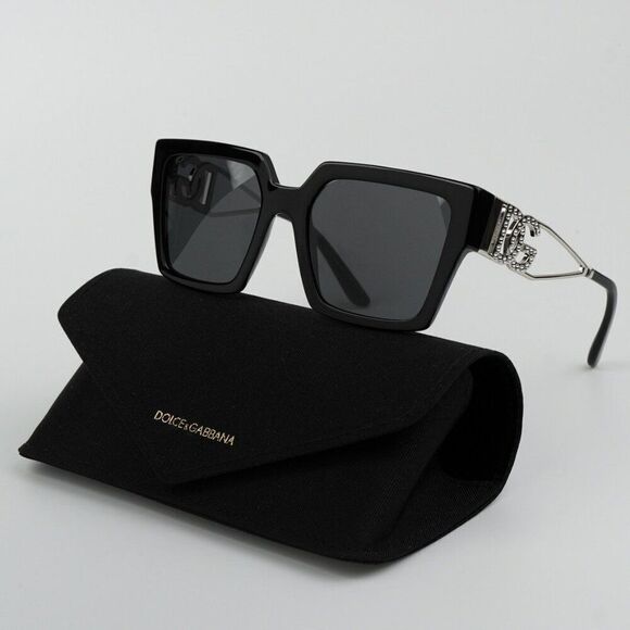 SALE! NEW D&G DG4446B 501/87  Black Silver Dark Gray Square Women Sunglasses - Picture 2 of 9